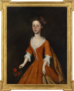 English School De Mediados Del Siglo XVIII, Retrato De Niña Con Ramo