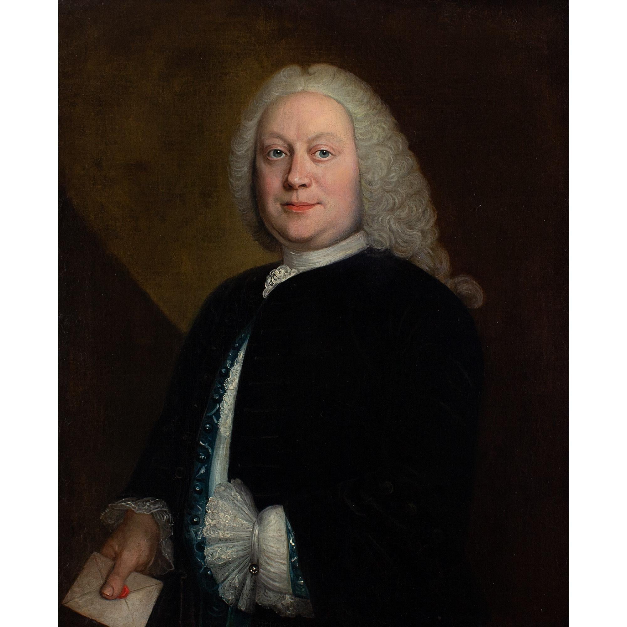 Mid-18th-Century French School, Portrait Of A Gentleman With A Sealed Missive - Painting by Unknown