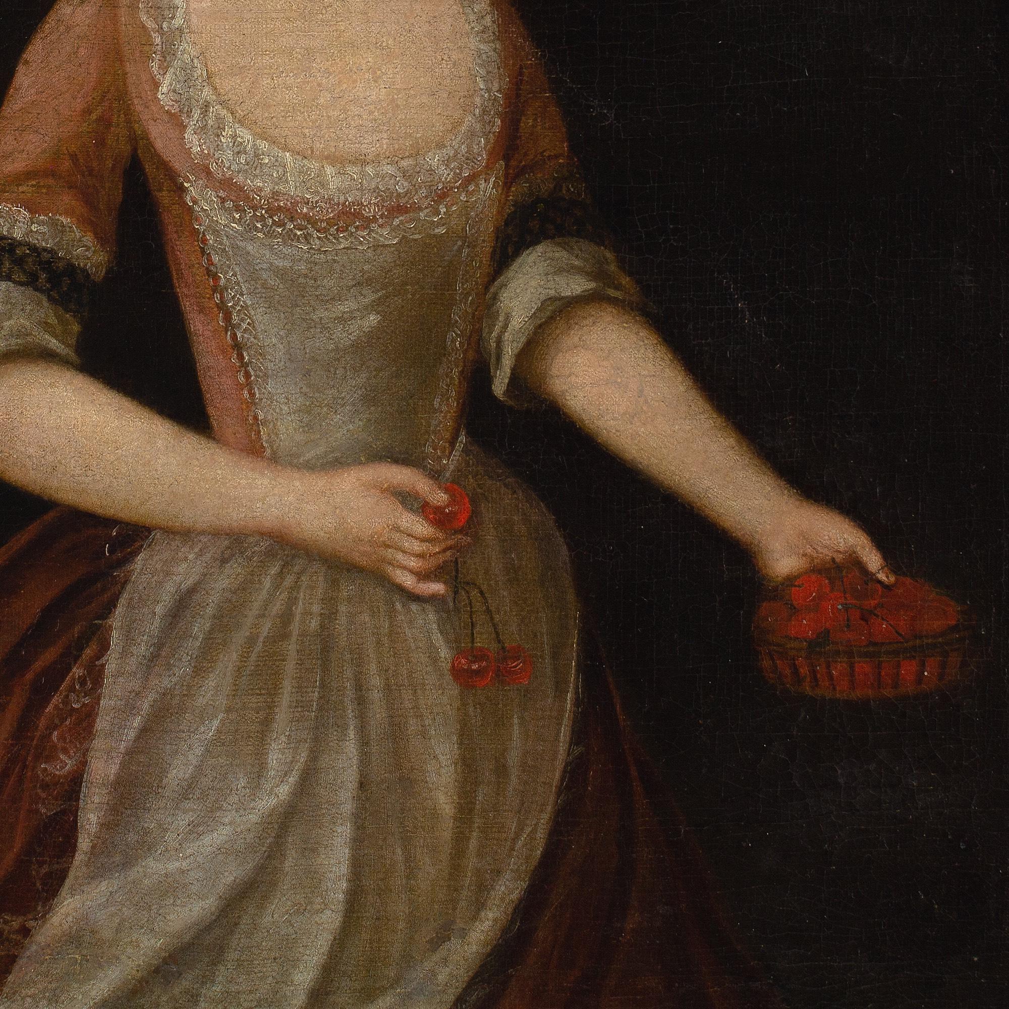 Mid-18th-Century German School, Portrait Of A Girl With A Cherry Basket 3