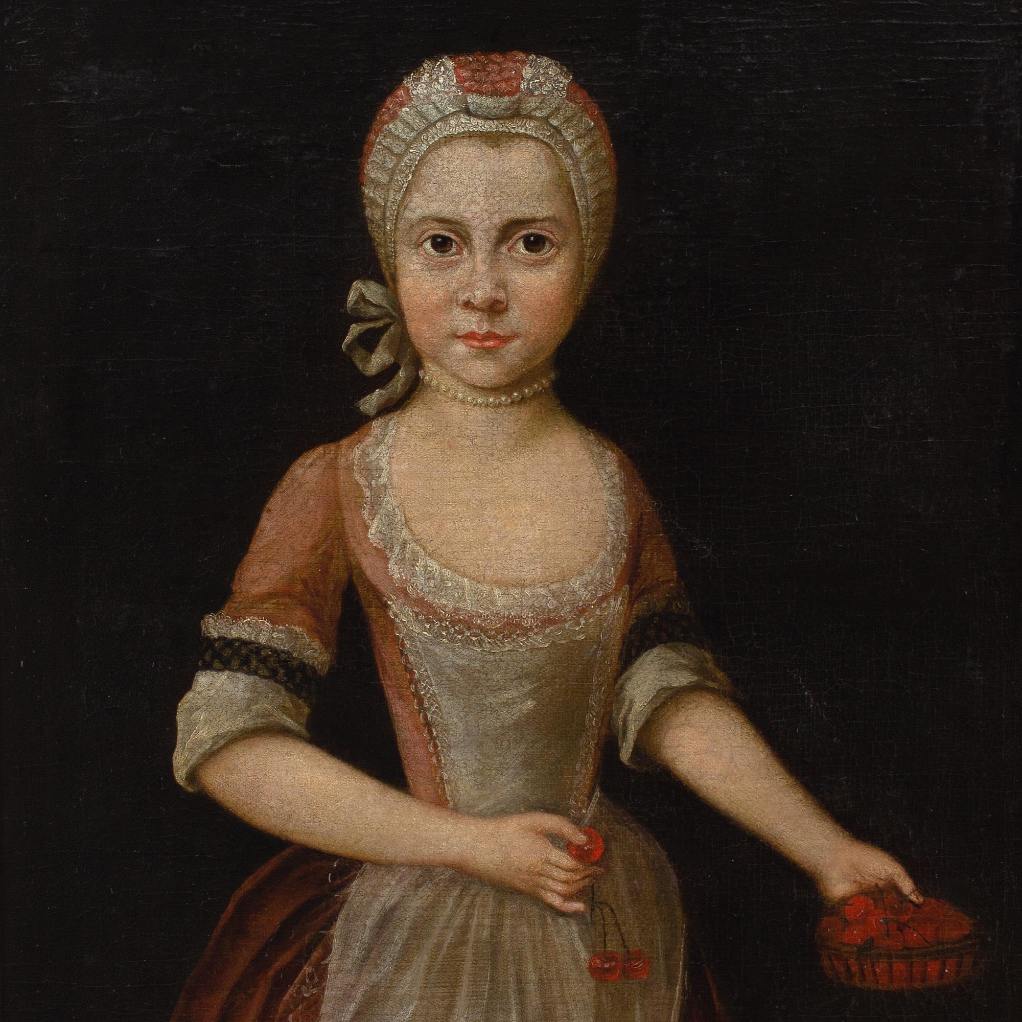 Mid-18th-Century German School, Portrait Of A Girl With A Cherry Basket 4