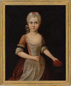 Mid-18th-Century German School, Portrait Of A Girl With A Cherry Basket