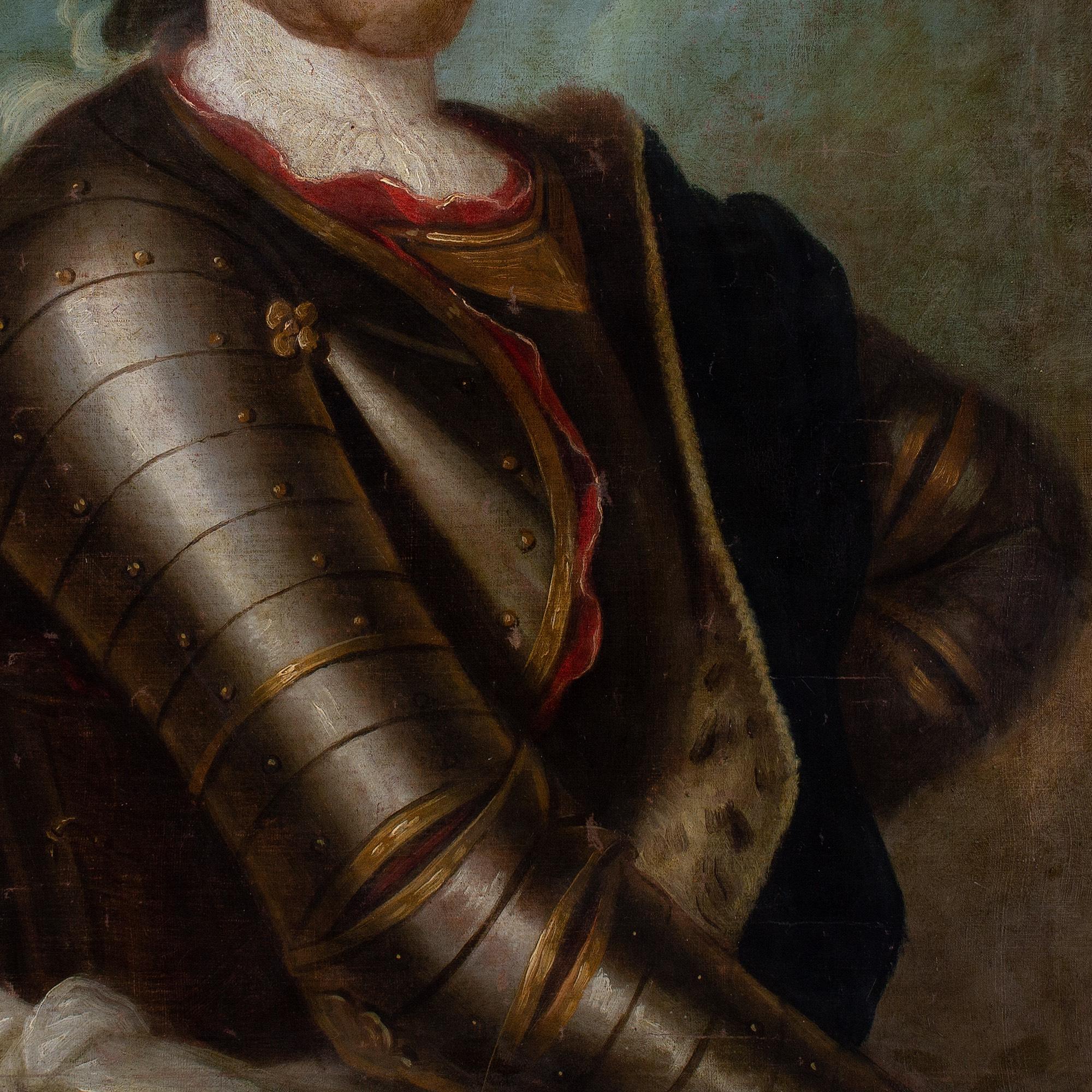 Escuela German School de mediados del siglo XVIII, Retrato de un aristócrata con armadura en venta 4