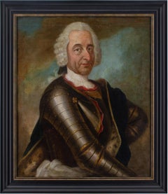 École allemande du milieu du XVIIIe siècle, portrait d'un aristocrate en armure