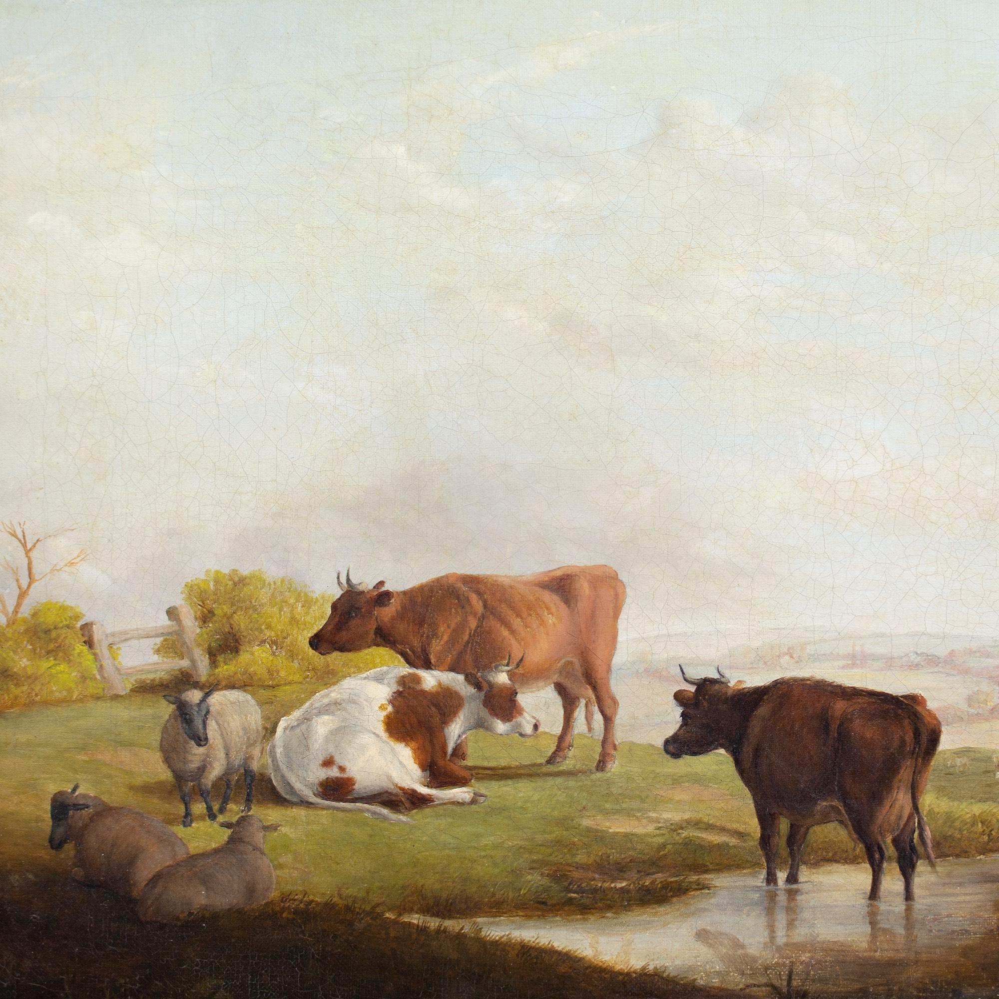 Mid-19th-Century English School, Landscape With Grazing Cattle & Stream 2