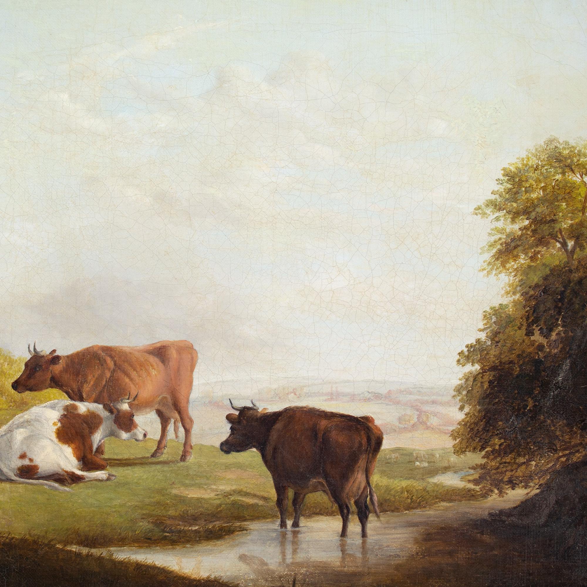 Mid-19th-Century English School, Landscape With Grazing Cattle & Stream 3