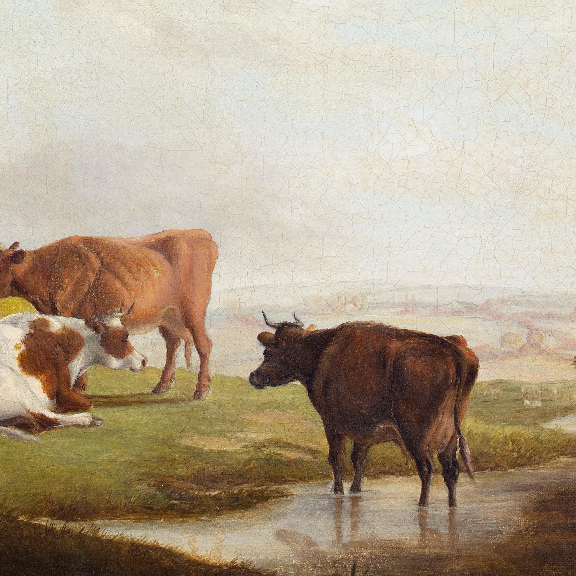 Mid-19th-Century English School, Landscape With Grazing Cattle & Stream 5