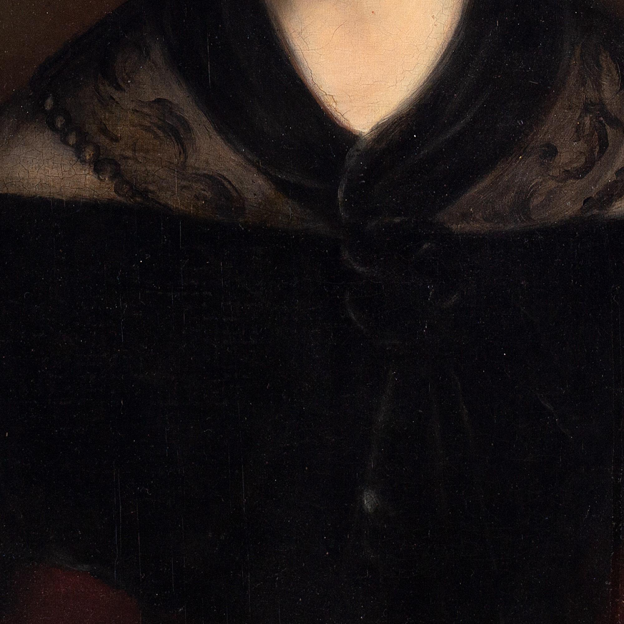 Mid-19th-Century English School Portrait Of A Lady, Oil Painting 6