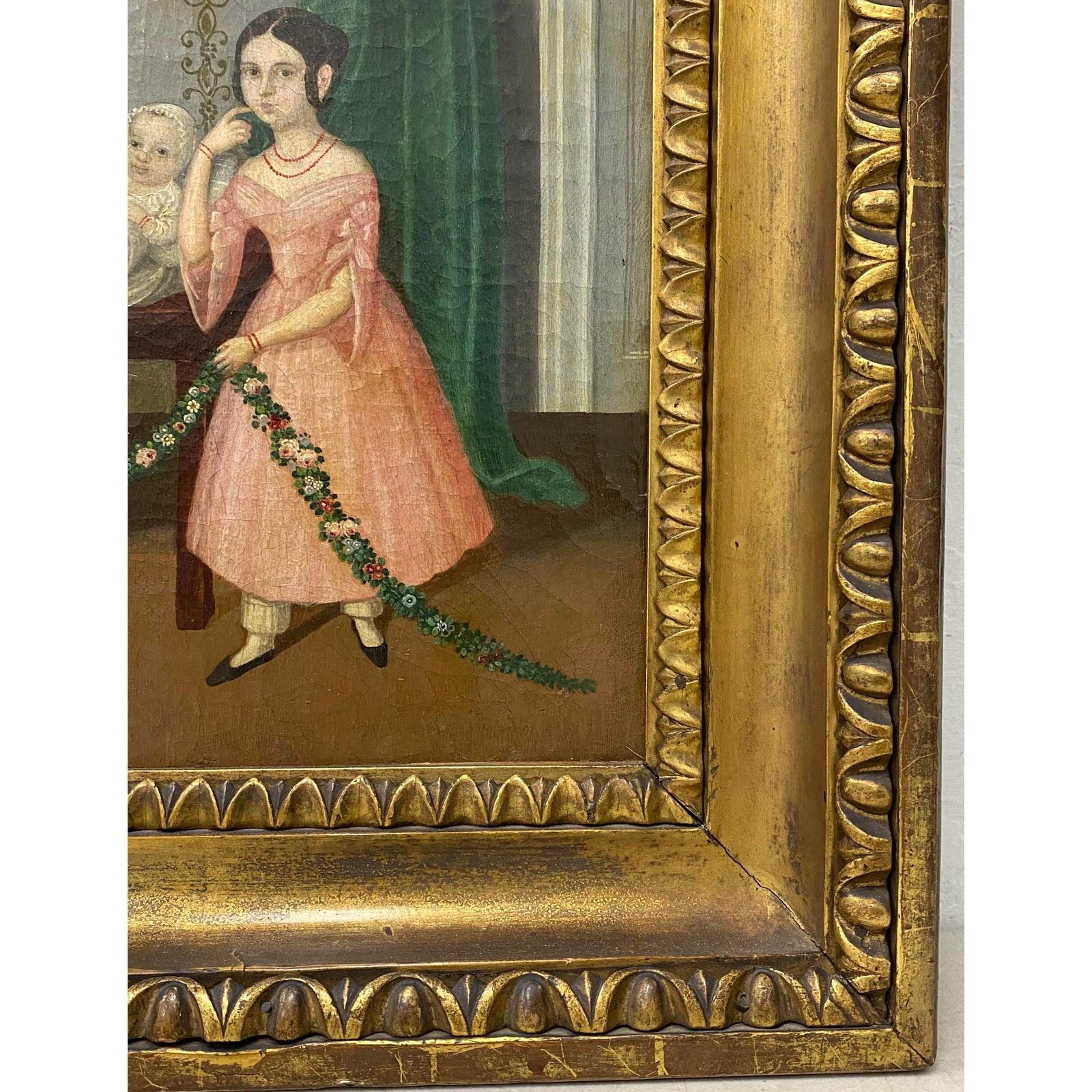 Portrait de famille à l'huile du milieu du 19ème siècle C.1840

Remarquable portrait à l'huile d'une jeune famille révélant une peinture de la matriarche de la famille, peut-être un portrait de deuil.

Huile originale sur toile avec des notes au
