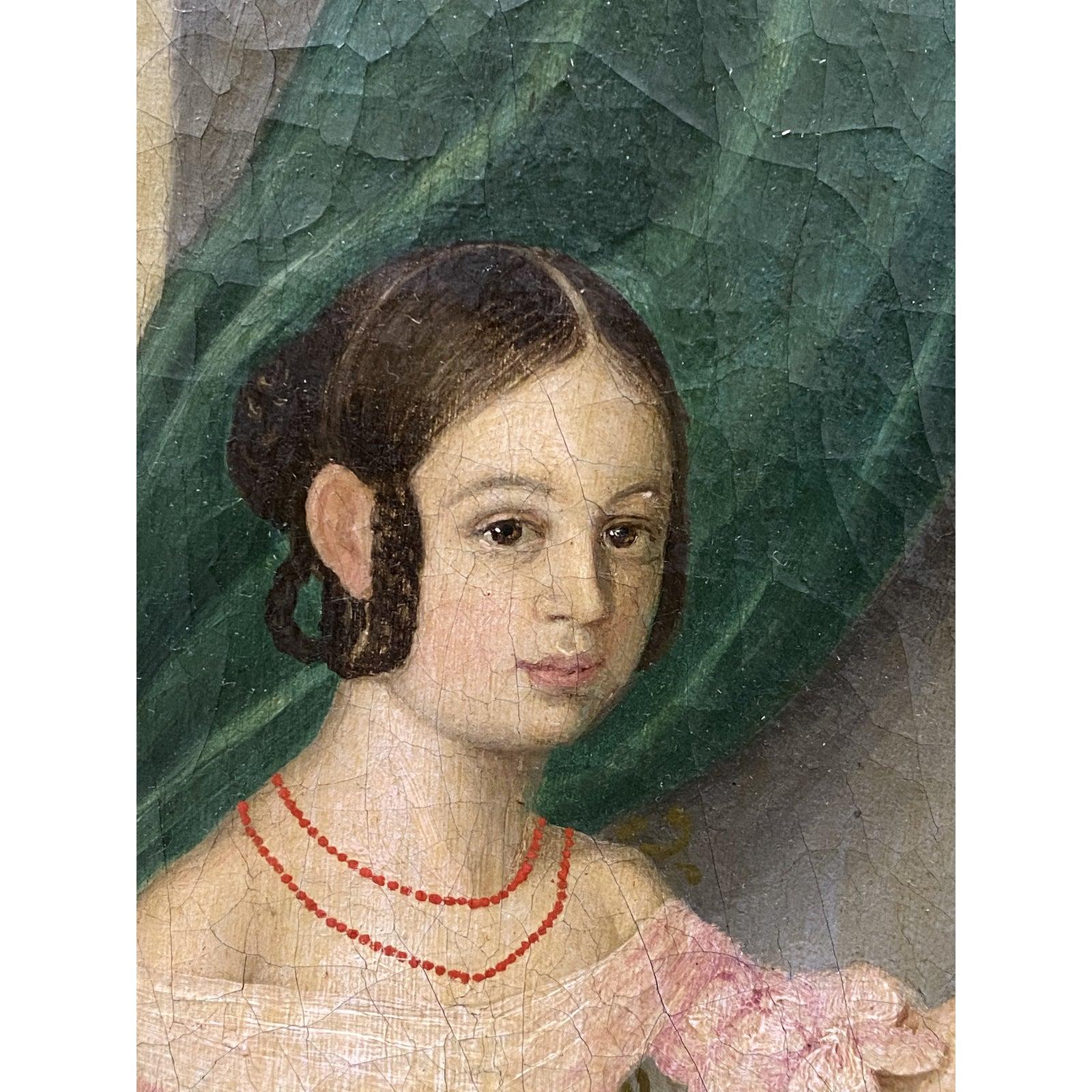 Portrait à l'huile de famille du milieu du XIXe siècle, vers 1840 en vente 4