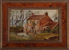 Mid 19th Century Folk Art Oil - The farmhouse