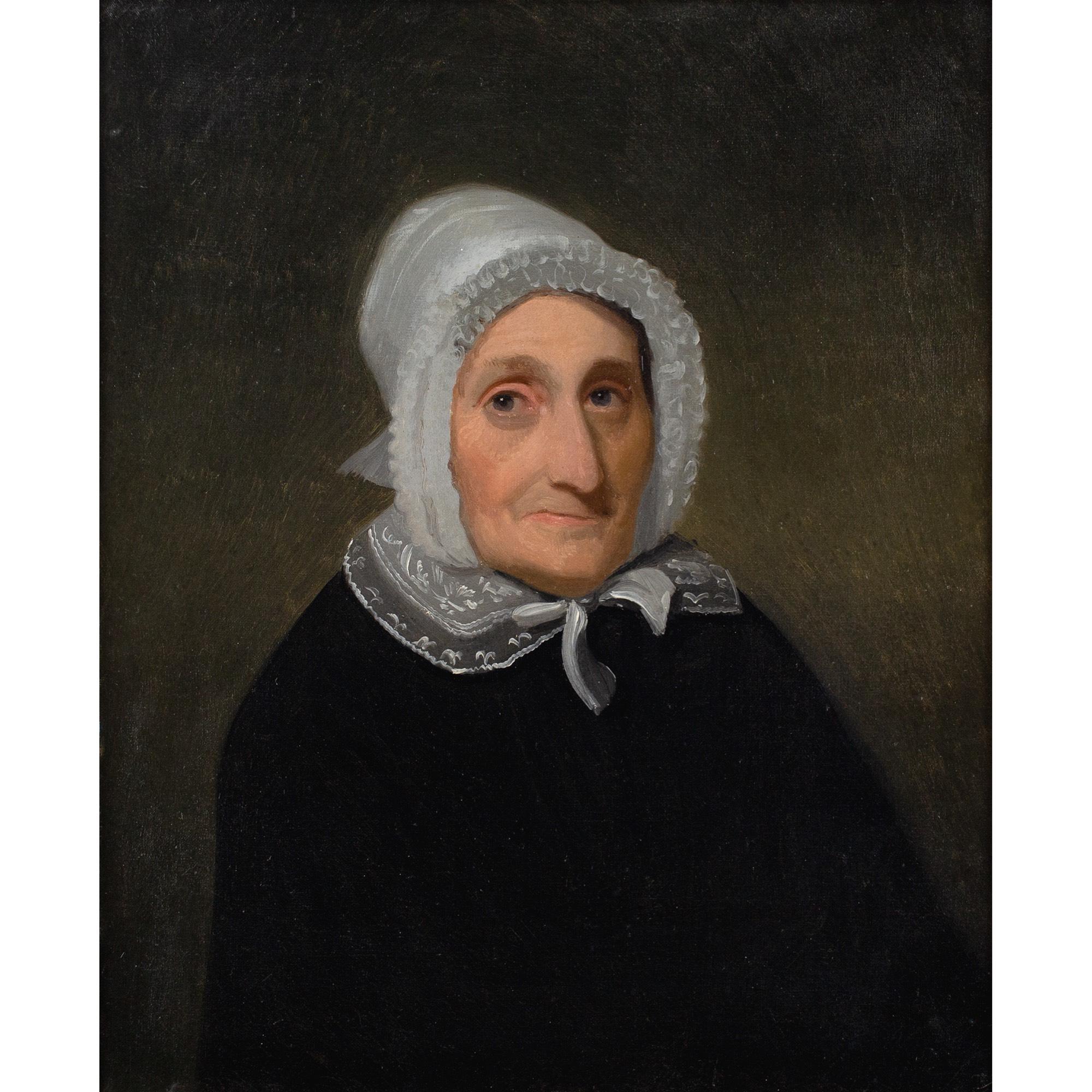 Mitte des 19. Jahrhunderts Französische Schule, Ein Paar Nanas, 2 x Ölgemälde (Schwarz), Portrait Painting, von Unknown