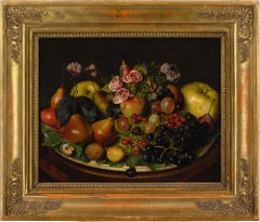 Mid-19th-Century German School, Still Life With Plums, Grapes 
Gooseberries