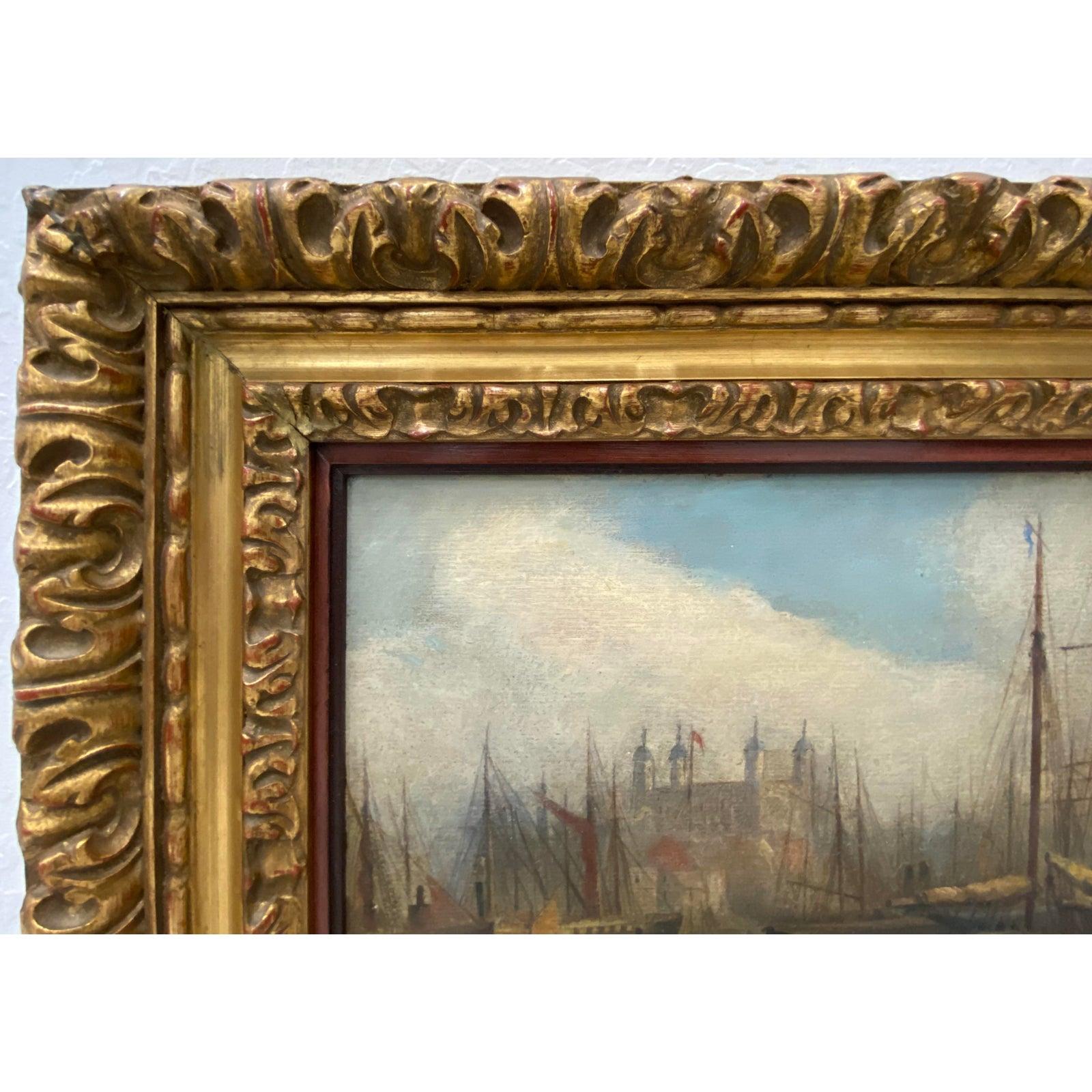 Mid 19th Century Nautical View of the River Thames, London Oil Painting 2