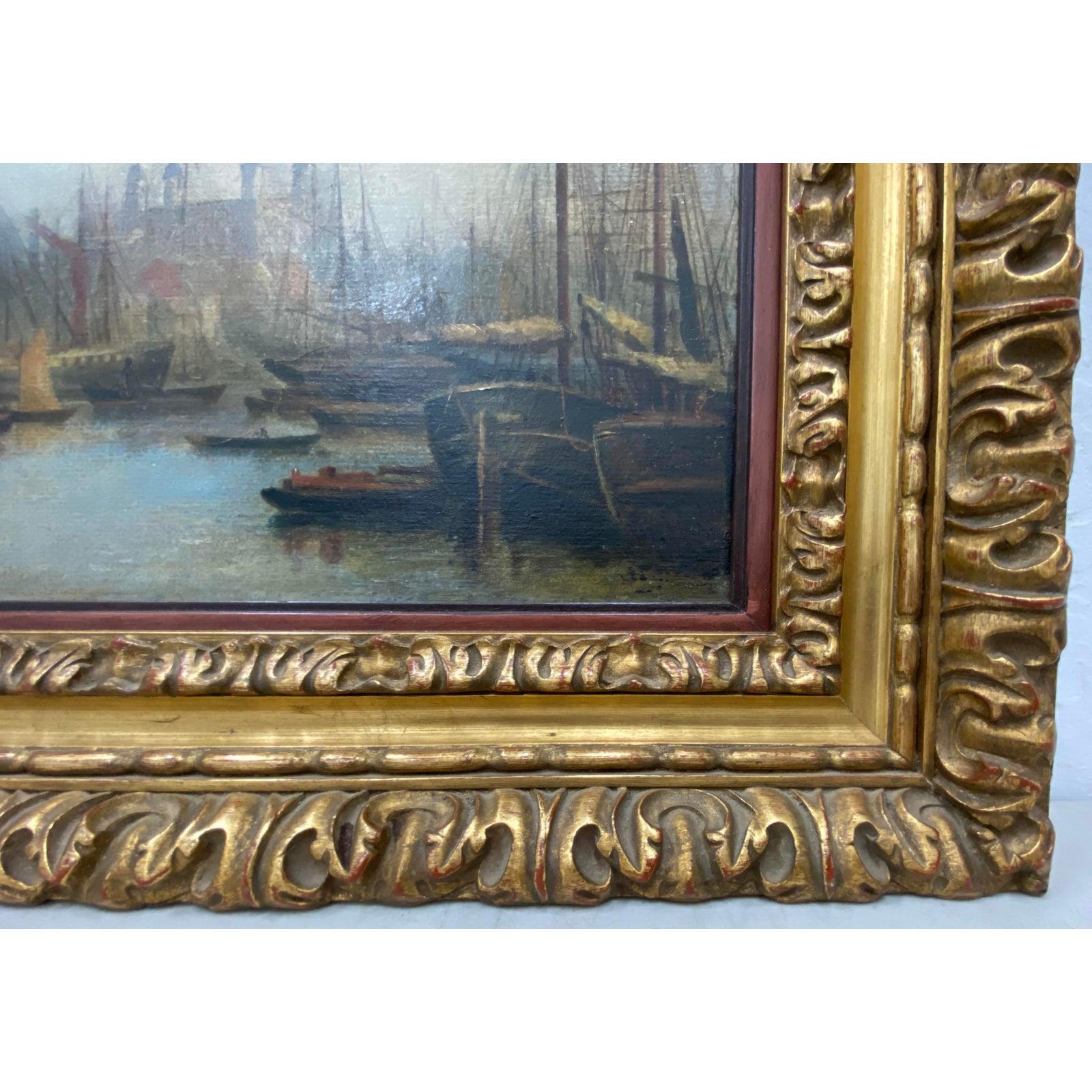 Mid 19th Century Nautical View of the River Thames, London Oil Painting 4