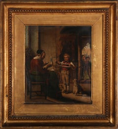 Mid 19th Century Oil - A Begrudging Helping Hand