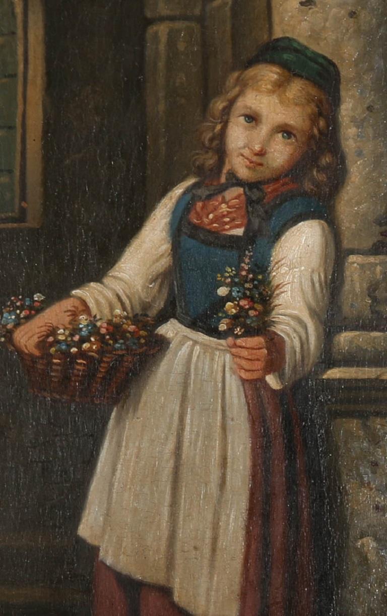 Unknown - Mid 19th Century Oil - A Posy For You For Sale at 1stDibs
