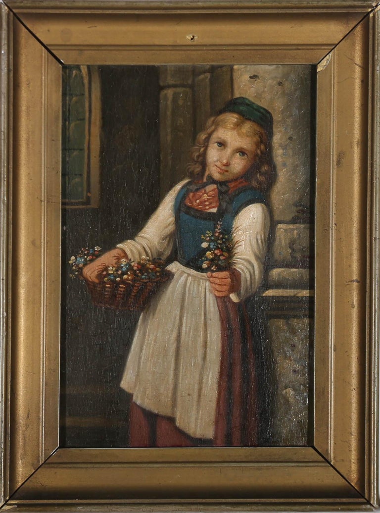 Unknown - Mid 19th Century Oil - A Posy For You For Sale at 1stDibs