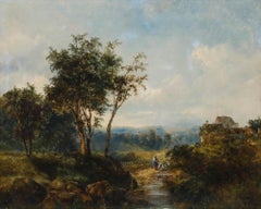 Mid 19th Century Oil - Down by the Stream