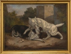 Mid 19th Century Oil - Fighting For Scraps