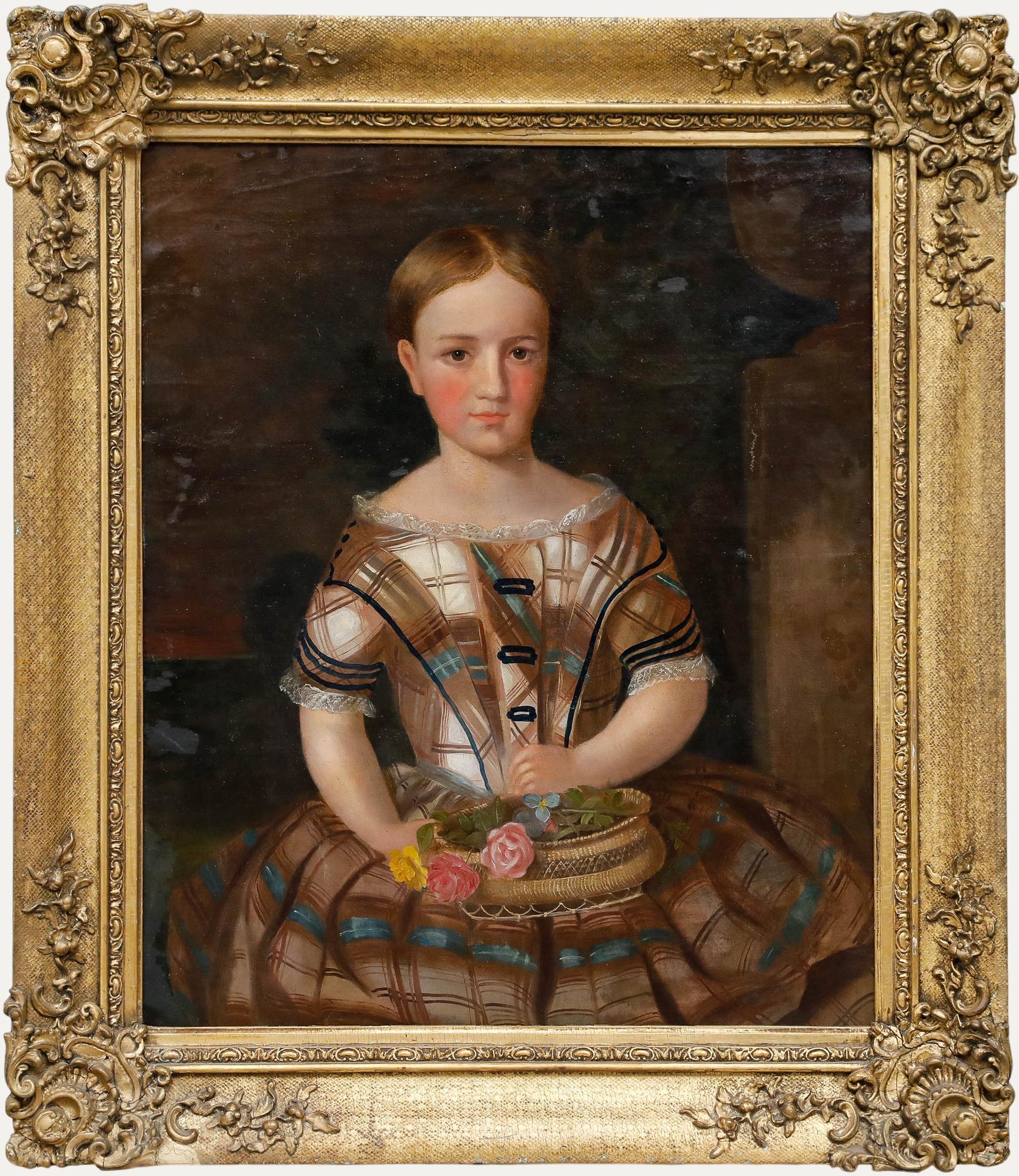 Unknown Portrait Painting - Mid 19th Century Oil