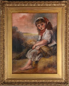 Mid 19th Century Oil - Girl with Wheat Sheaf