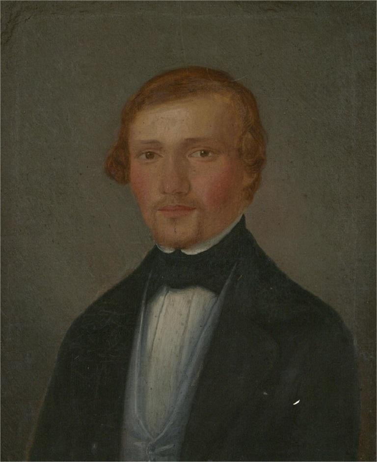 Mid 19th Century Oil - Handsome Gentleman - Painting by Unknown
