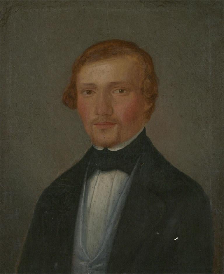 Unknown - Mid 19th Century Oil - Handsome Gentleman For Sale at 1stDibs