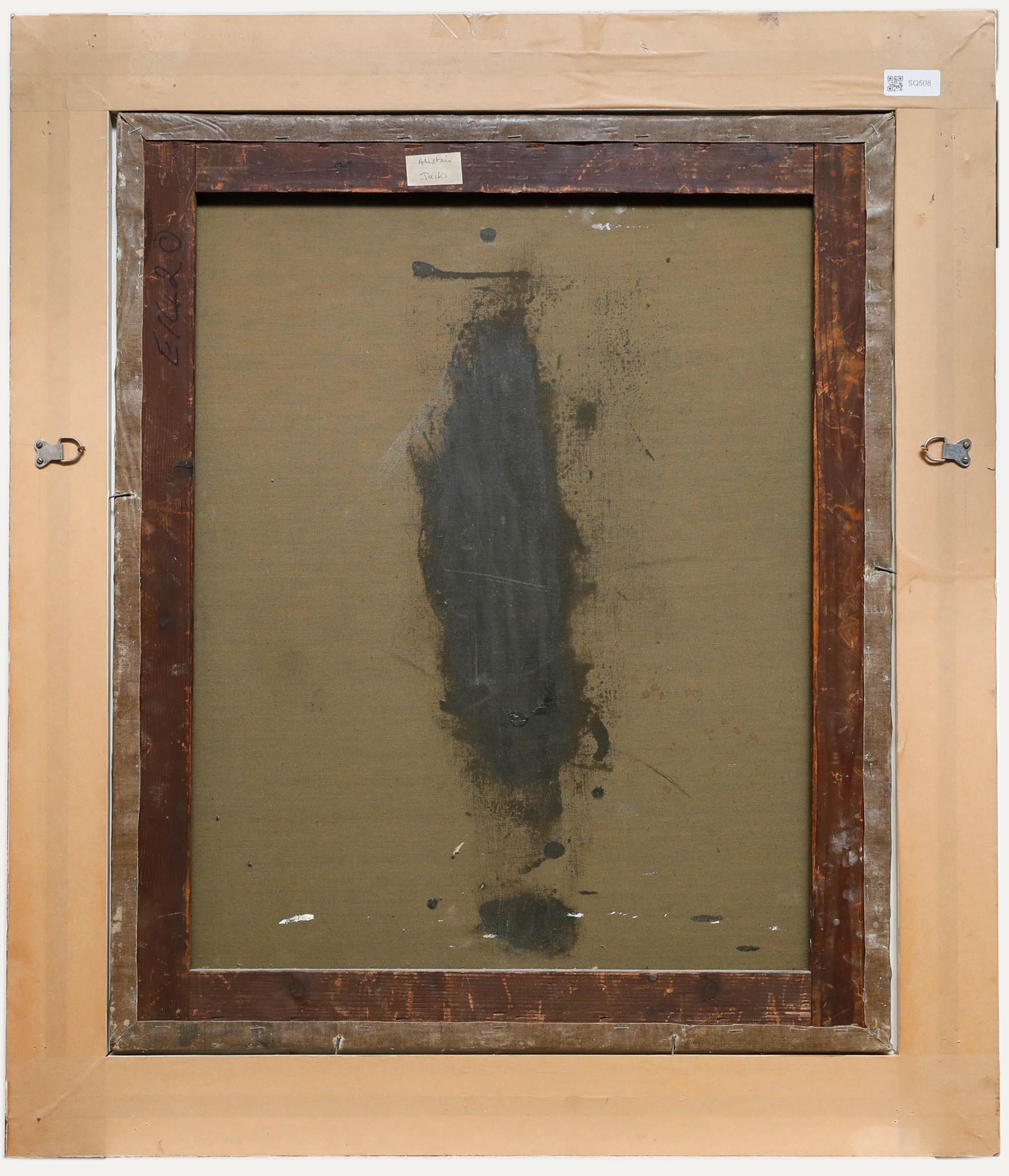 Mid 19th Century Oil - Lady in Mourning - Black Portrait Painting by Unknown