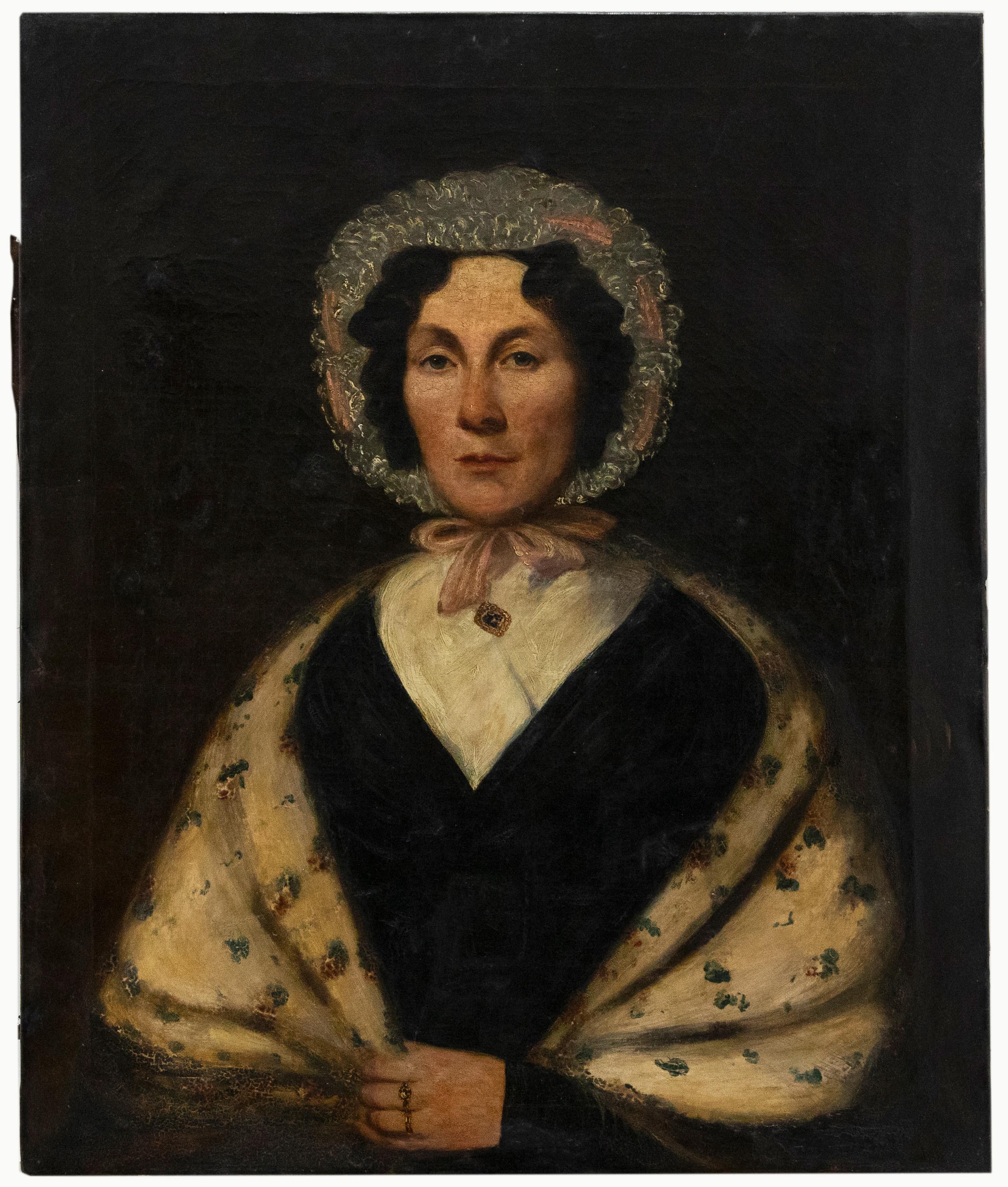 Unknown Portrait Painting - Mid 19th Century Oil - Lady of the House