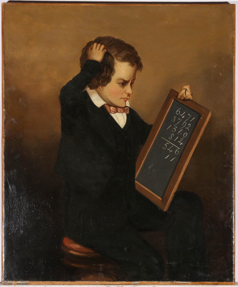 Unknown - Mid 19th Century Oil - Maths is Hard For Sale at 1stDibs