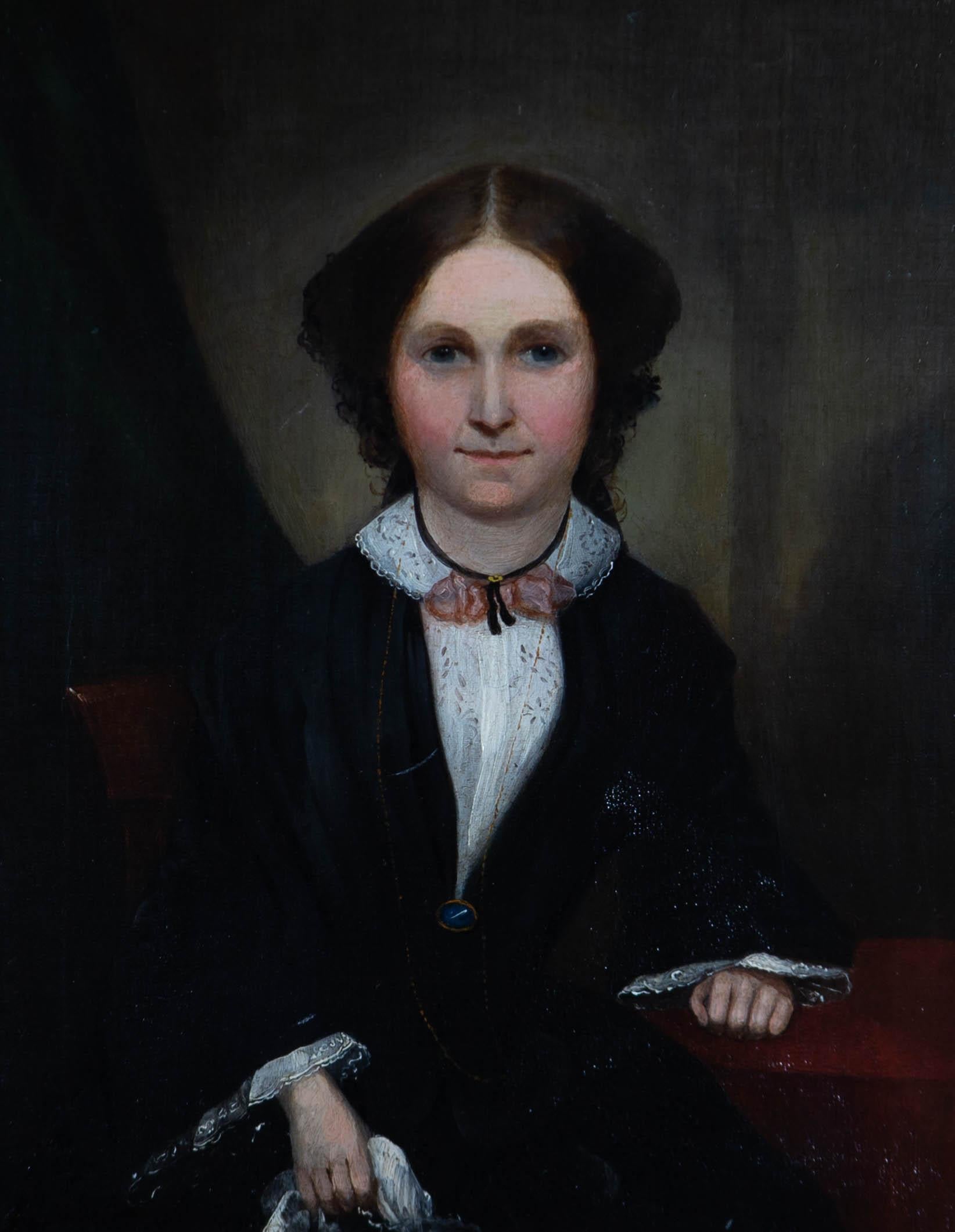 Mid 19th Century Oil - Portrait of a Victorian Lady - Painting by Unknown