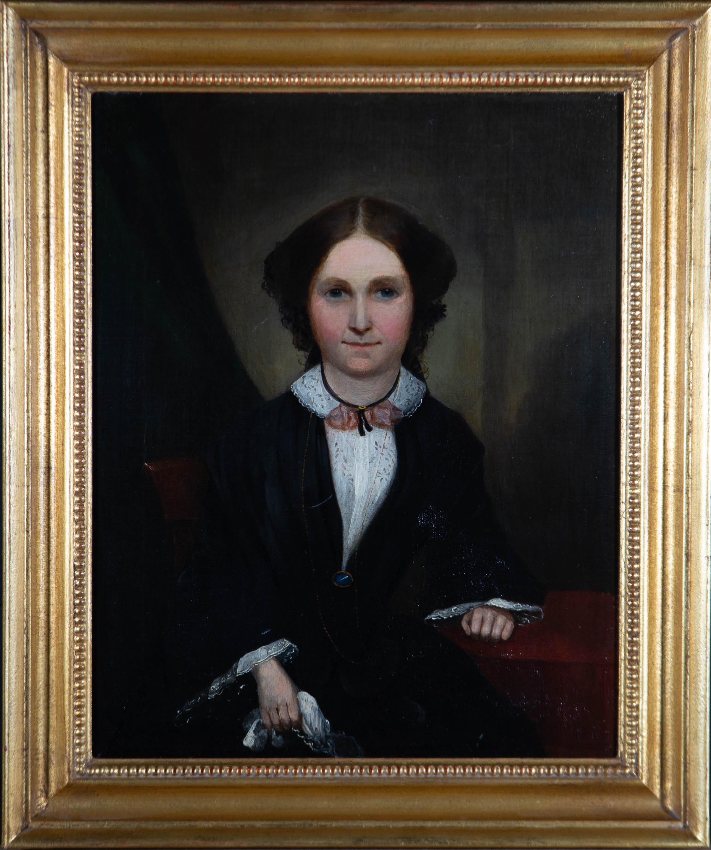 Unknown Portrait Painting - Mid 19th Century Oil - Portrait of a Victorian Lady