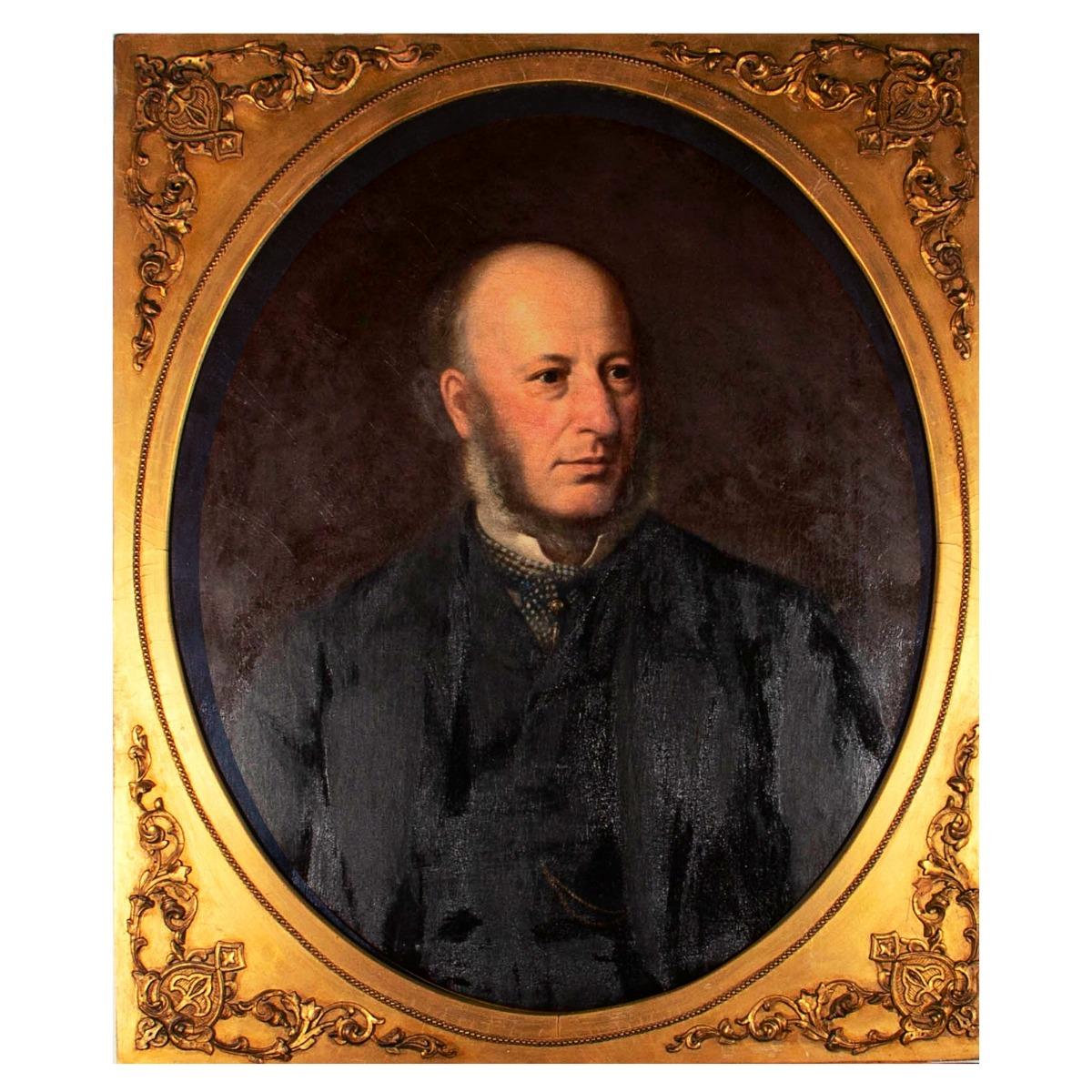 Unknown Portrait Painting - Mid 19th Century Oil - Portrait of James Addy