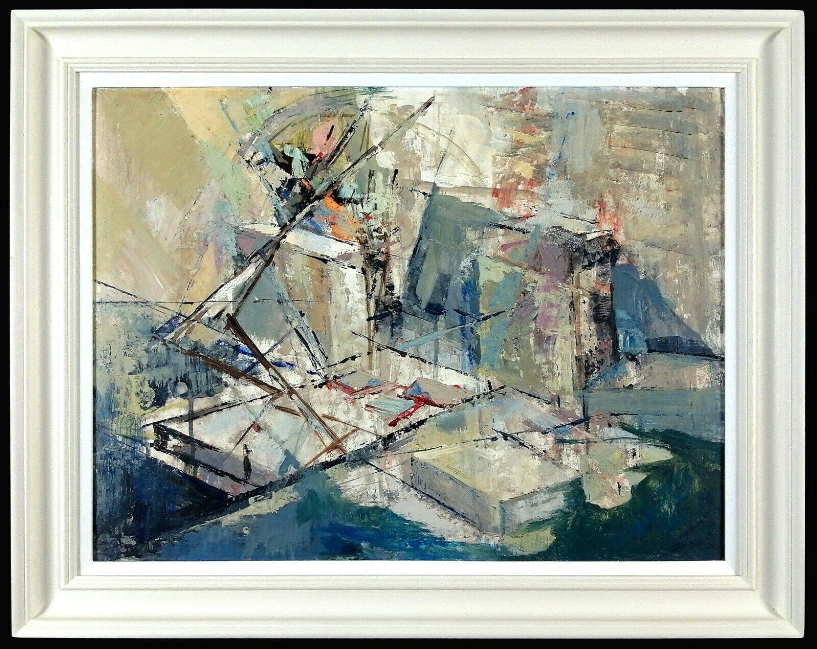 Unknown Abstract Painting – Abstrakte Komposition - Englisches Ölgemälde auf Karton, Mitte des 20. Jahrhunderts