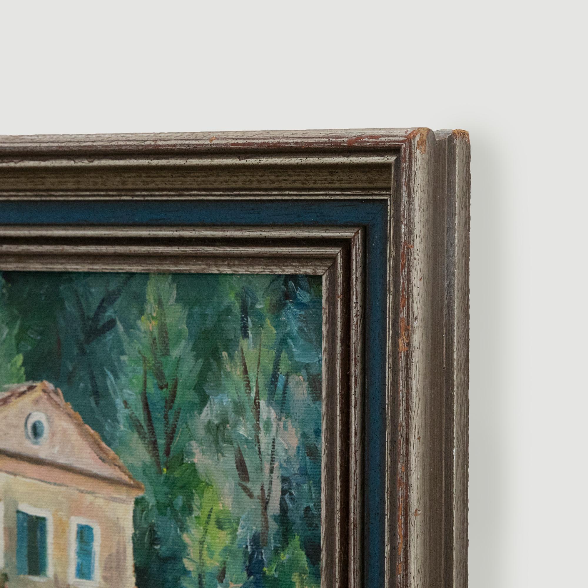Acryl aus der Mitte des 20. Jahrhunderts – Die Villa im Angebot 1