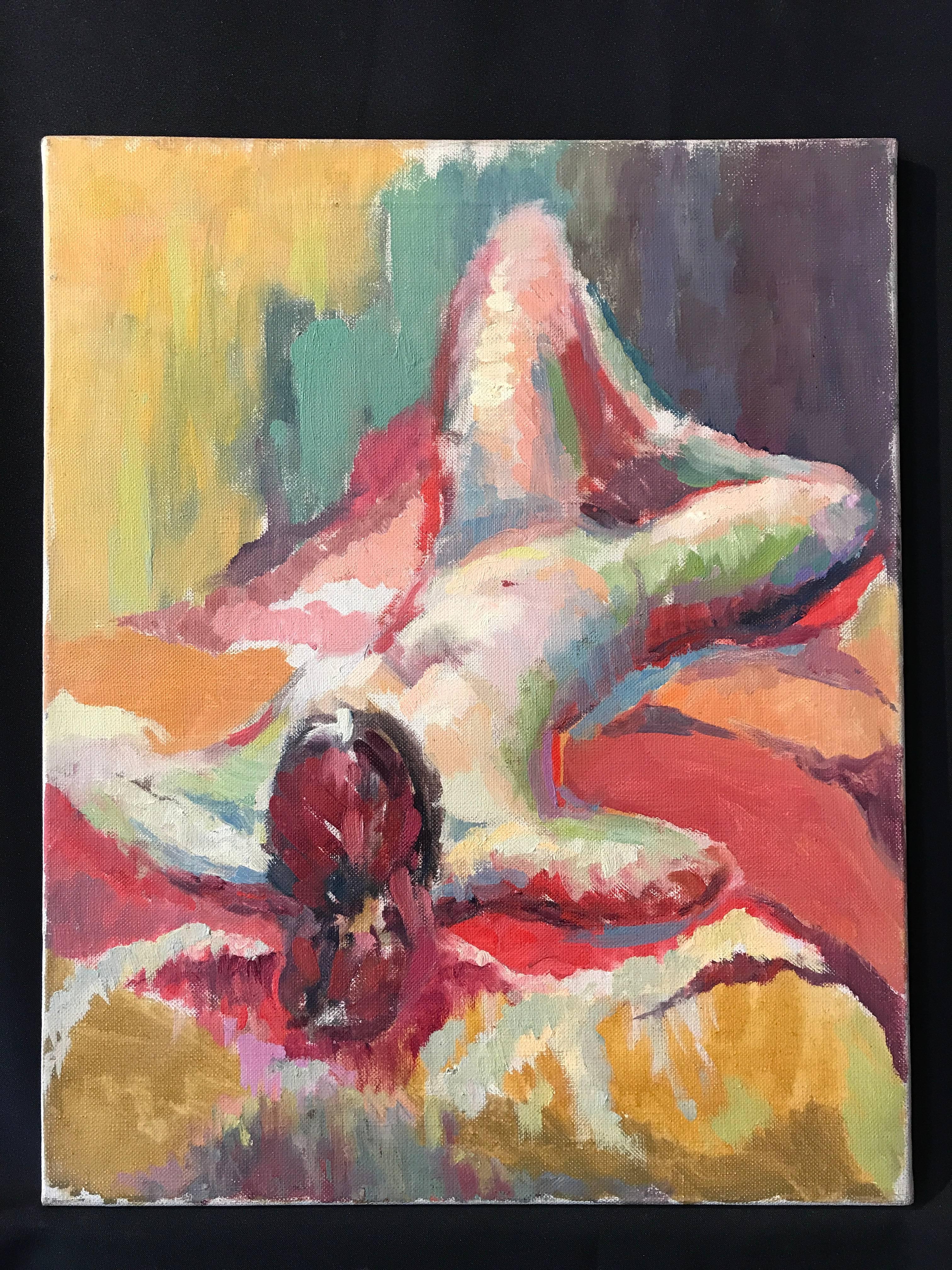 Mid 20th Century British Impressionist Oil Painting - Brown Nude Painting by Unknown