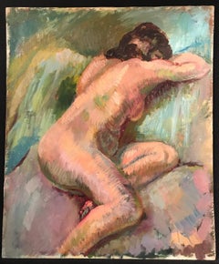 Mid 20th Century British Oil Painting The Nude Model
