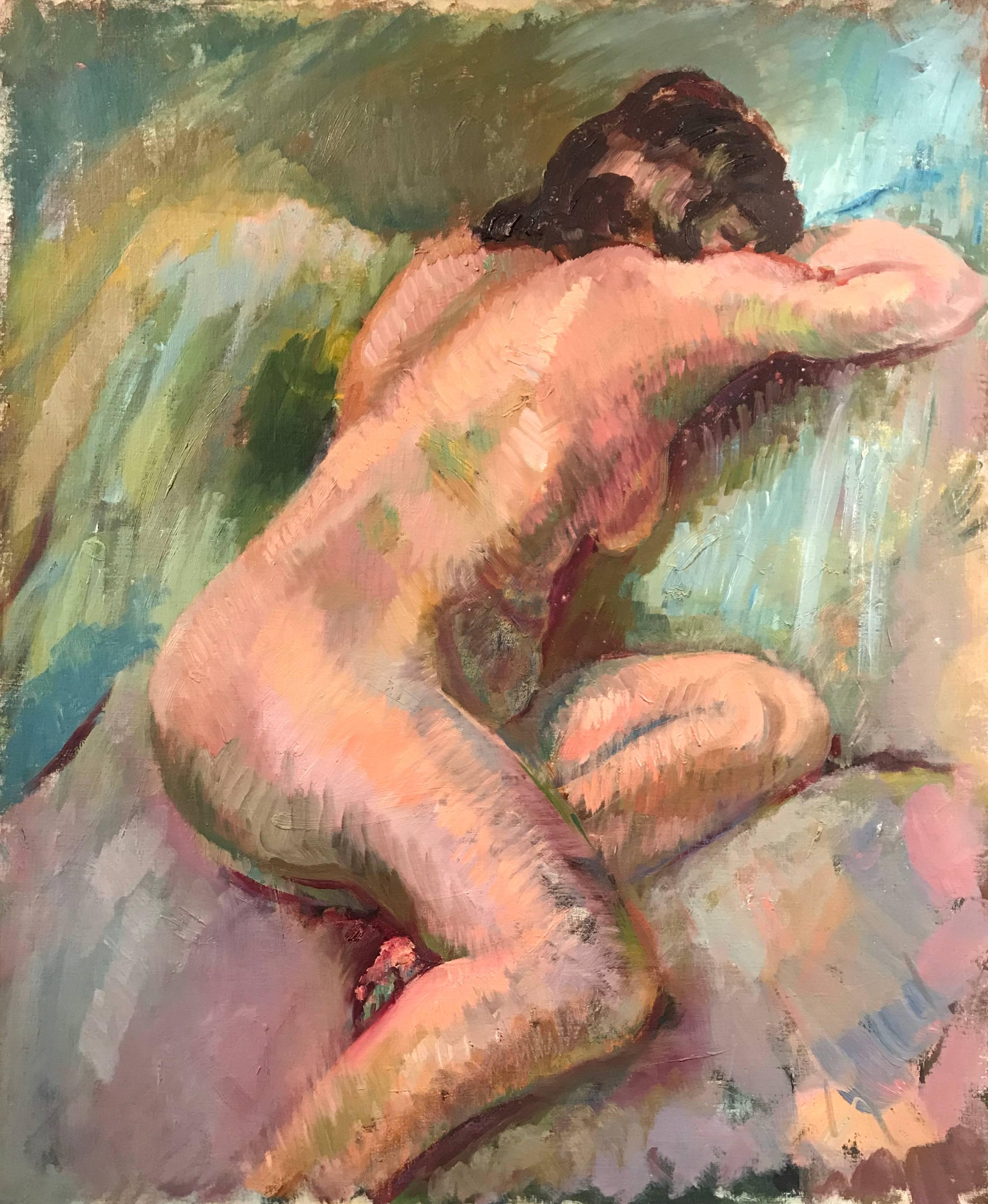 Unknown Nude Painting – Britisches Ölgemälde des mittleren 20. Jahrhunderts, Aktmodell