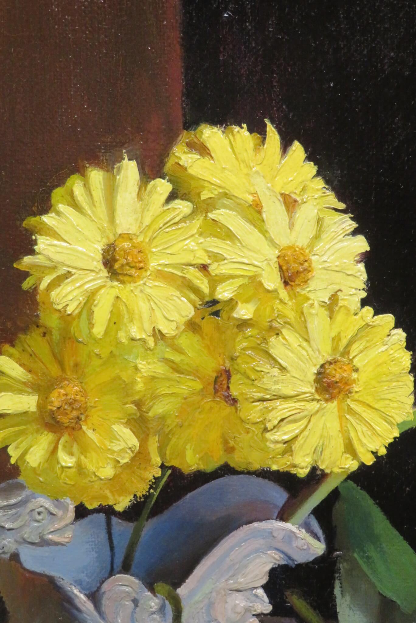 mid 20th Century English COLOURFUL & STUNNING Still Life Flowers OIL PAINTING For Sale 5