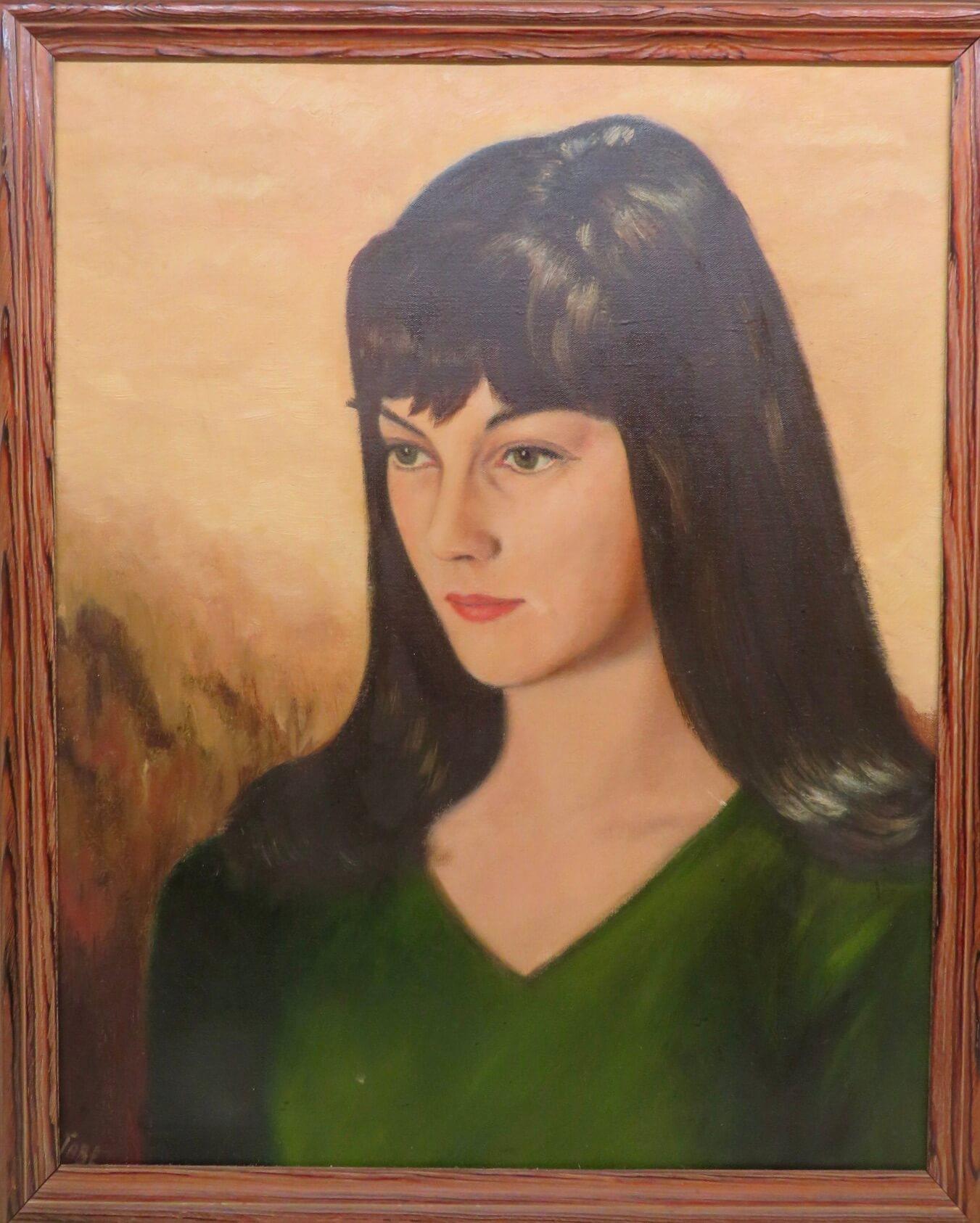 Mitte 20. Jahrhundert English School PORTRAIT OF A LADY original Ölgemälde – Painting von Unknown