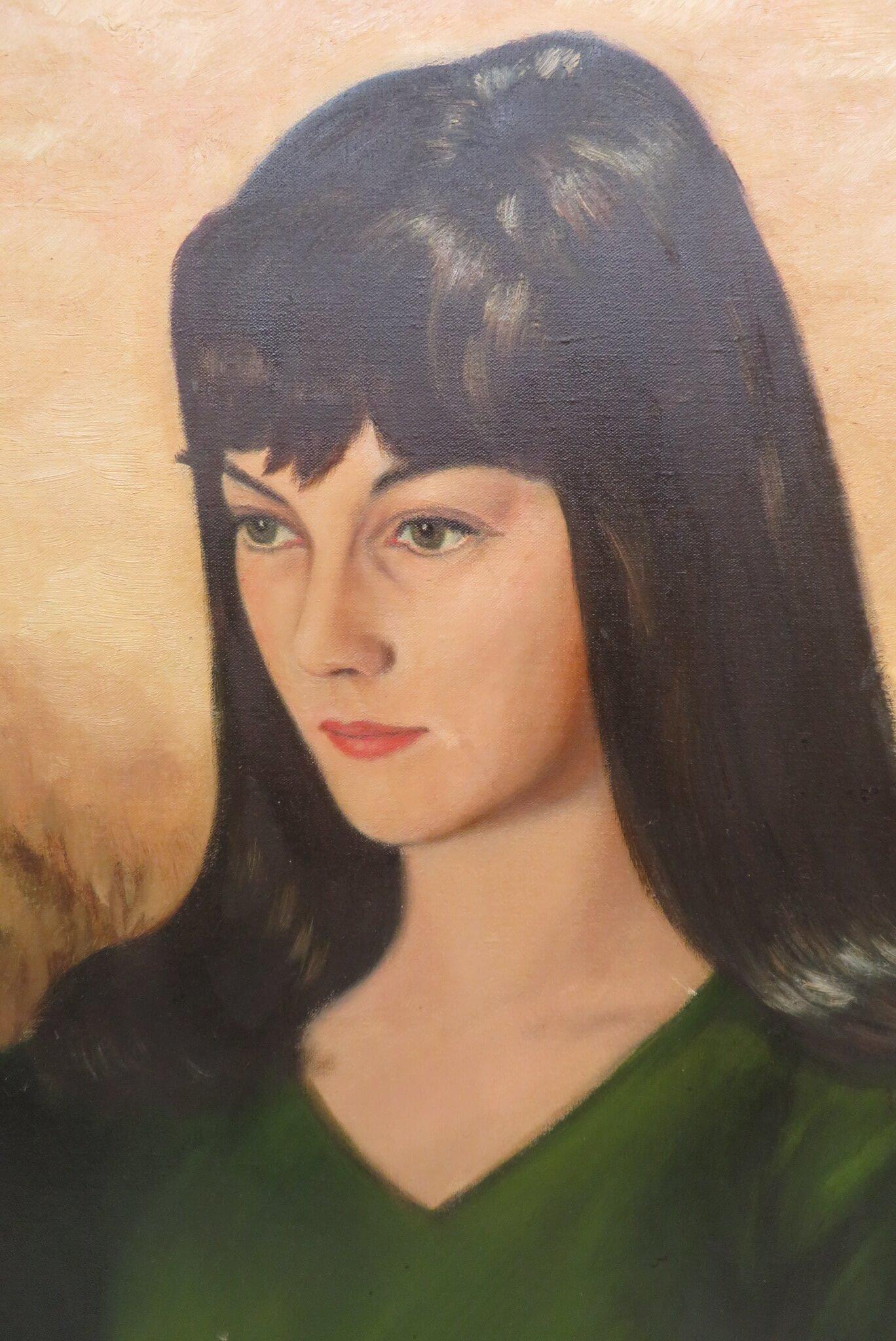 Mitte 20. Jahrhundert English School PORTRAIT OF A LADY original Ölgemälde (Zeitgenössisch), Painting, von Unknown