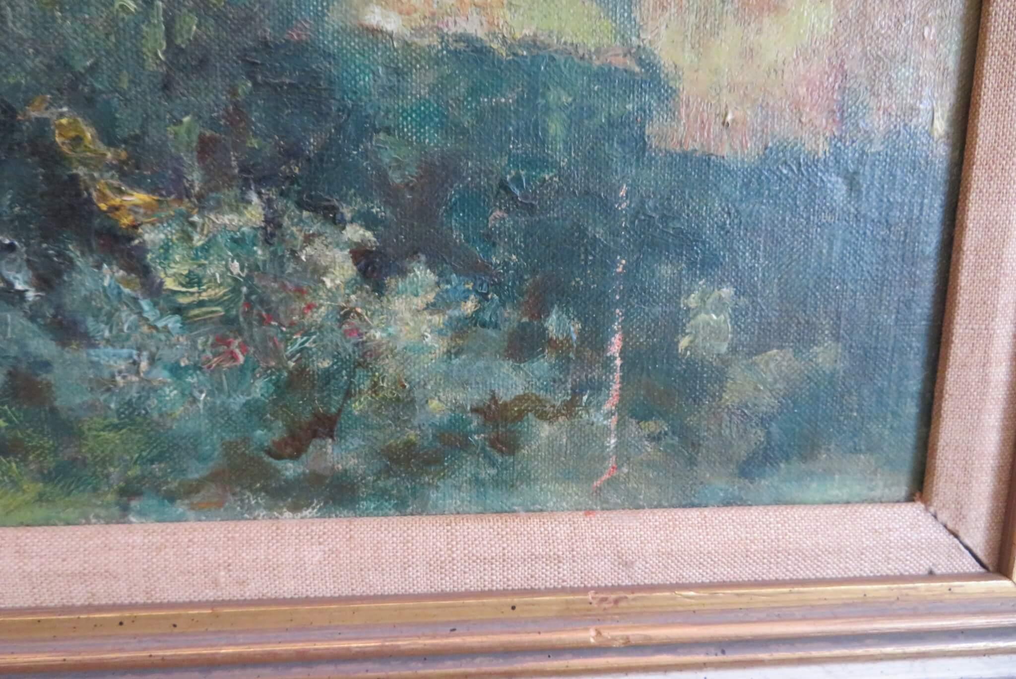MID 20th CENTURY French Coastal IMPRESSIONIST Summer Landscape OIL PAINTING For Sale 5