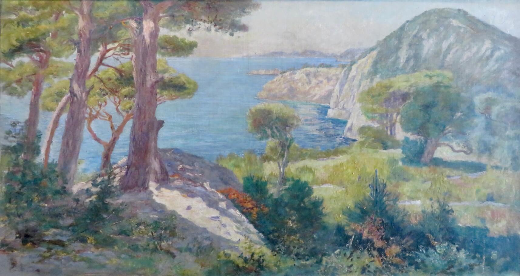 MID 20th CENTURY French Coastal IMPRESSIONIST Summer Landscape OIL PAINTING - Painting by Unknown