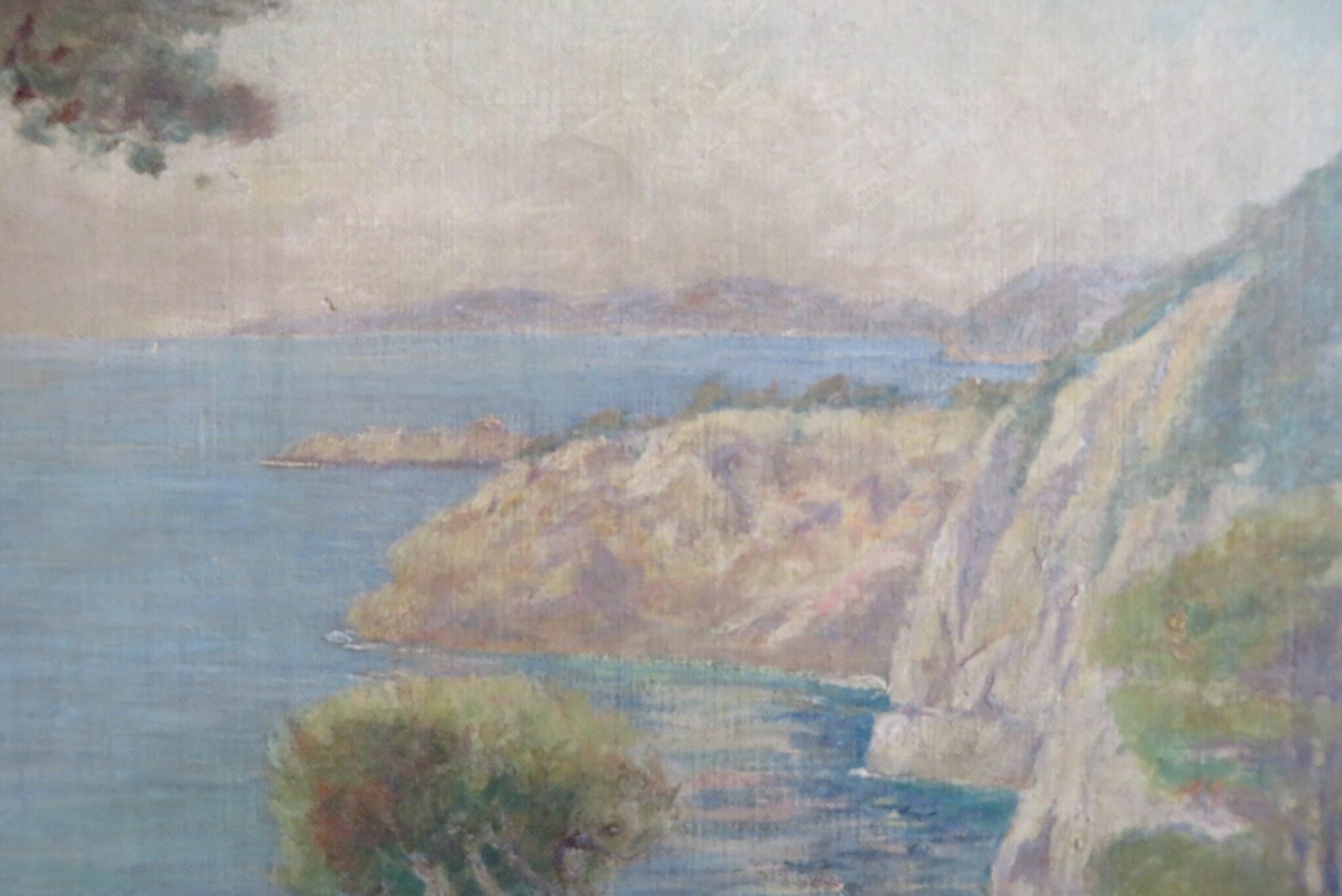MID 20th CENTURY French Coastal IMPRESSIONIST Summer Landscape OIL PAINTING - Post-Impressionist Painting by Unknown