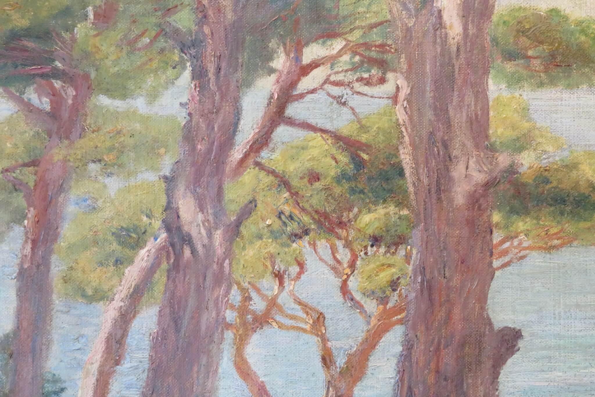 MID 20th CENTURY French Coastal IMPRESSIONIST Summer Landscape OIL PAINTING For Sale 1