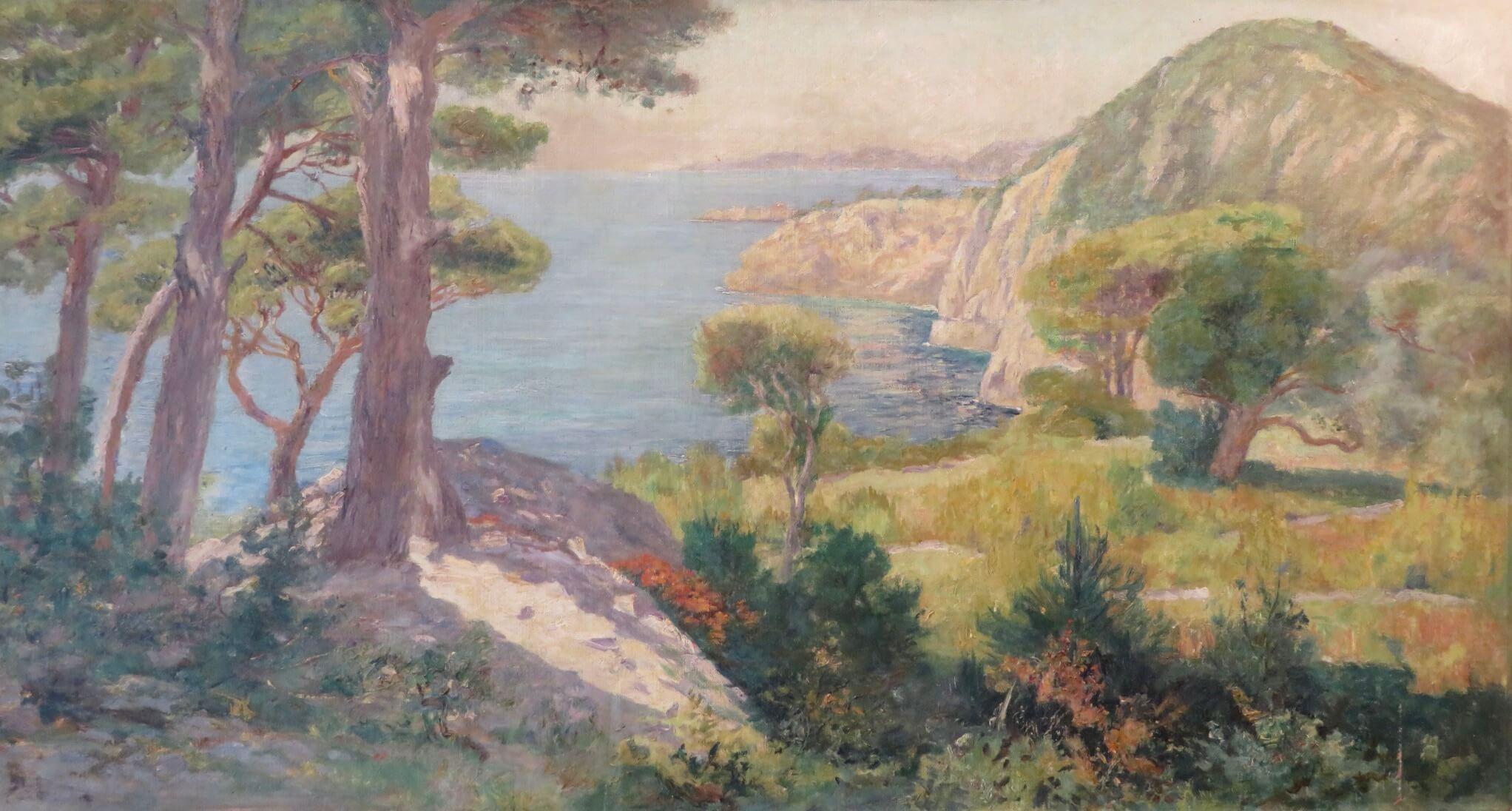 MID 20th CENTURY French Coastal IMPRESSIONIST Summer Landscape OIL PAINTING For Sale 2
