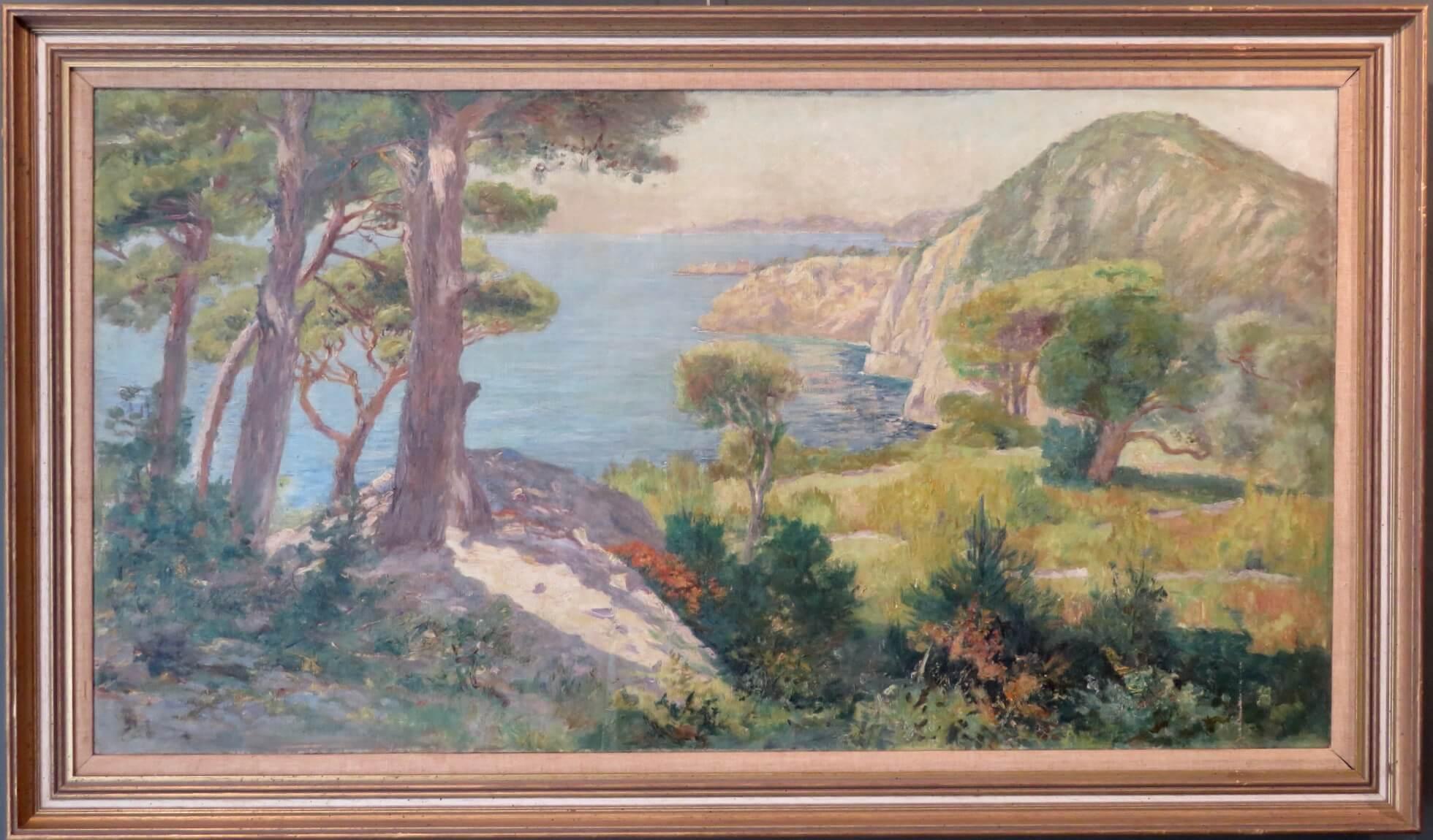 Unknown Landscape Painting - MID 20th CENTURY French Coastal IMPRESSIONIST Summer Landscape OIL PAINTING