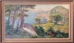 Vintage MID 20th CENTURY French Coastal IMPRESSIONIST Summer Landscape OIL PAINTING