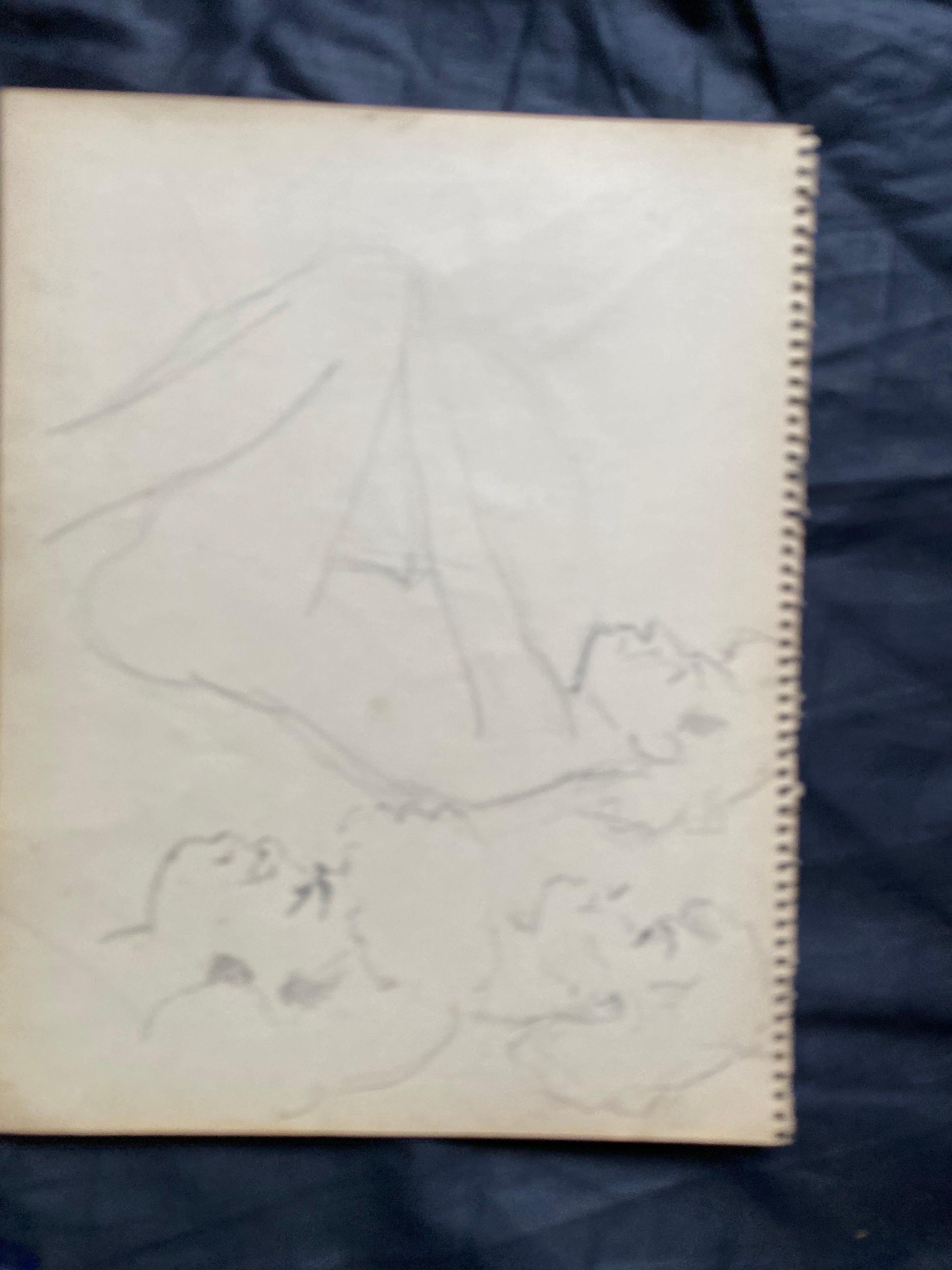 Mid 20th Century French Original Line Drawing Sketch Nude Female - Stamped - Gray Nude Painting by Unknown