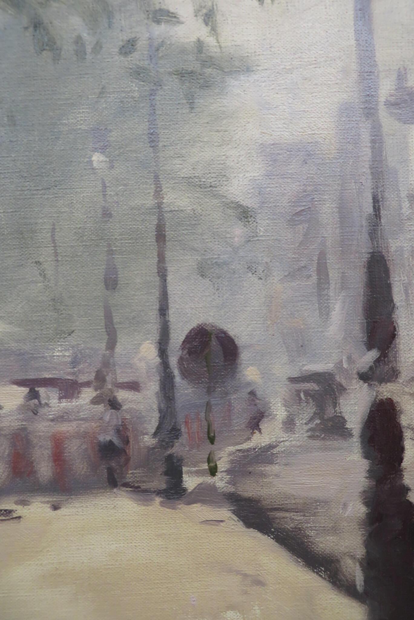 Pittura ad olio firmata RIVER SEINE PARIS, metà del XX secolo, di un pittore post-impressionista francese. - Painting di Unknown